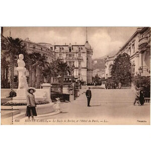 154 MONTE-CARLO. Le Buste de Berlioz et l'Hôtel de Paris. - LL France Postcard